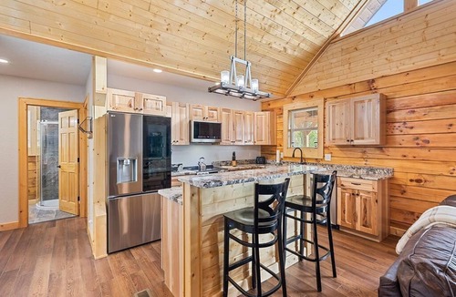 Waynesville Cabin | Huge Arcade! Family/Pet friendly log cabin with Hot Tub, Fire Pit, and VIEWS!