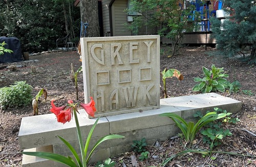 Lake Lure Apartment | Ladybug Suite at Grey Hawk Bar & Gardens Kitchen Pets Welcome!
