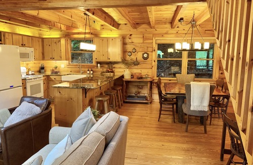Hidden Lake Cabin | Lake Hideaway 2 - Lakeside Log Cabin, Fishing Boat, Private Dock & Mountain View