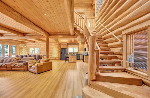 Blakeslee Cabin | Lakefront Handcrafted Cabin - Lux Sauna - Cedar Hot Tub - Game Room - Pool Table