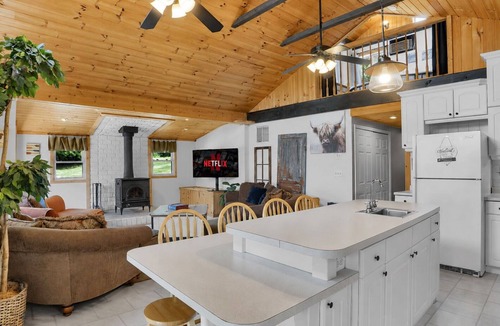 Lake Ariel House | Lakefront, Private Dock, Boats, Hot Tub, Fire Pit, Family Friendly