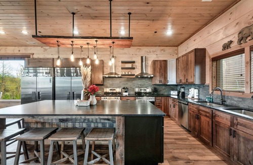 Sevierville Cabin | Luxury 15BR Cabin w/Indoor Pool, Theater, Hot Tubs, Sleeps 64 Guests