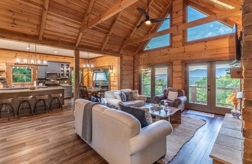 Bryson City House | Luxury Cabin Lake View Access Theater Game Room