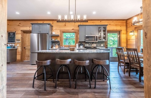 Bryson City House | Luxury Cabin Lake View Access Theater Game Room