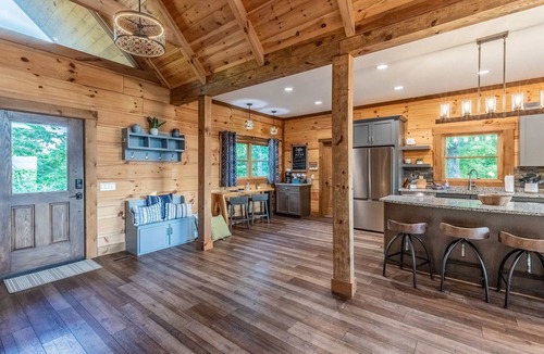 Bryson City House | Luxury Cabin Lake View Access Theater Game Room