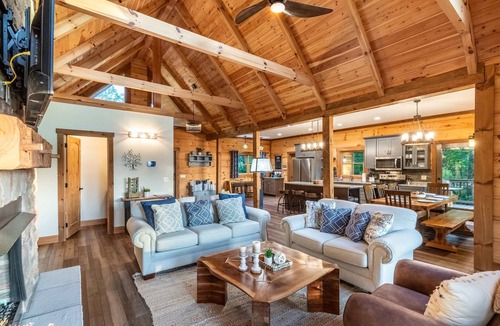 Bryson City House | Luxury Cabin Lake View Access Theater Game Room