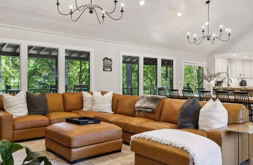Estill Springs House | Luxury Lakehouse on Tims Ford Lake in Secluded Cove with Private Dock.