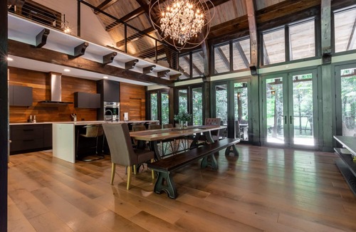 Maggie Valley House | Modern Mountain Creekhouse | Stunning Home with Impeccable Architecture Fireplace, and Fire Pit