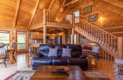 Boone Cabin | MountainTime - Pet Friendly Log Cabin in Valle Crucis with Views, Firepit, & Hot Tub!
