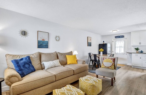 Port Canaveral Condo | Only 1 block from the beach, with private patio and a Pool!