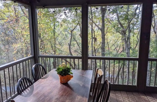 Clarkesville House | Owl Landing Treehouse retreat with firepit. 12 minutes to Helen & Clarkesville!