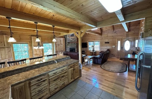 Sevierville Cabin | Peaceful Cabin on Lake | Outdoor kitchen | 3 Patios | Firepit| 2 Story Dock