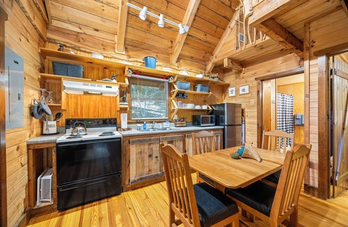 Dahlonega Cabin | Peaceful Creekside Cabin with Hot Tub + Game Room
