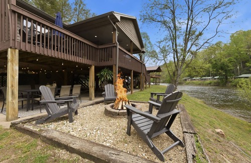 Sylva House | Reel Riverside Retreat: Hot tub, Fire Pit & Games