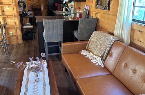 Altamont Cabin | Riverfront Escape: Fire Pit, private hot tub, river fun, sleeps 6