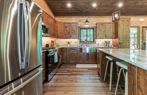 Morganton House | Rugged Trail Oasis: Modern 3BR Cabin w/3 Fireplaces & Mountain Views