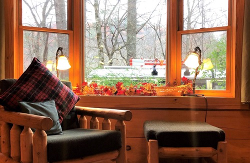 Robbinsville Cabin | Secluded 4BR Real Log Cabin, Dog+Biker Friendly, Hot Tub WiFi Sleeps 10 Privacy!
