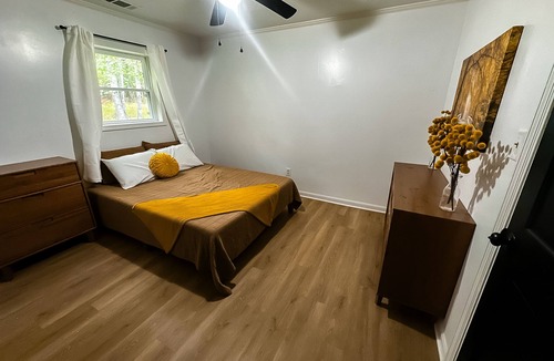 Chattahoochee Hills Cabin | Secluded dog-friendly cabin with updated interior, firepit, games, W/D, and AC