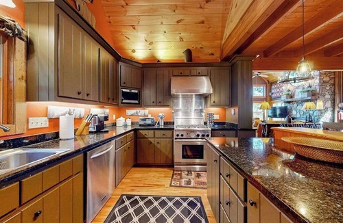 Clyde House | Secluded Smoky Mountain home with panoramic views, wood stove, & hot tub