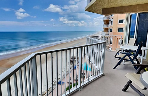 Daytona Beach Shores Condo | Shores Club 807 | Pet Friendly, Spacious Balcony, Ocean Views + Pool