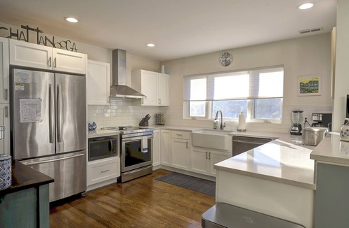 Northside House | Walk to Coolidge Park - Hot Tub, 4 Kings, 3 Baths, Fire Pit