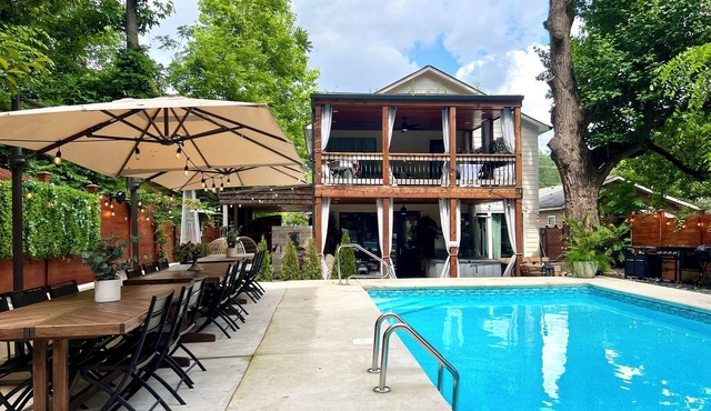 L’Eau Hill - Luxury Heated Pool, Hot tub, Fire-pit Retreat in Heart of Atlanta
