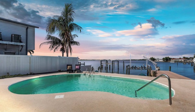 Luxury Waterfront Farmhouse Retreat w/Saltwater Pool, Dock & Tiki Bar