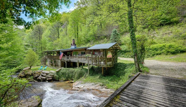Magical Smoky Mountain Cabin Rental with Waterfall!