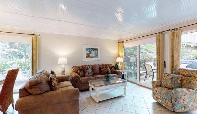 Near Robert Trent Jones golf course with just short walk to the beach.