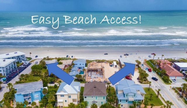 <:>< New Smyrna Beach Ocean View Home- Luxury-Steps to the Beach-Walk to Flagler