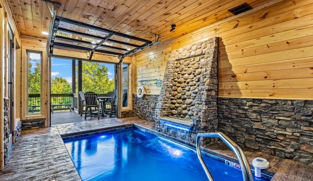 Private Indoor Pool Luxury Lodge Theater, Firepit