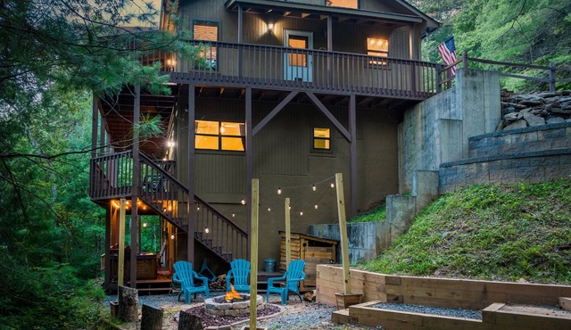 Secluded cabin, creek, dogs ok, theater&escape room, hottub, fireplace fire pit.