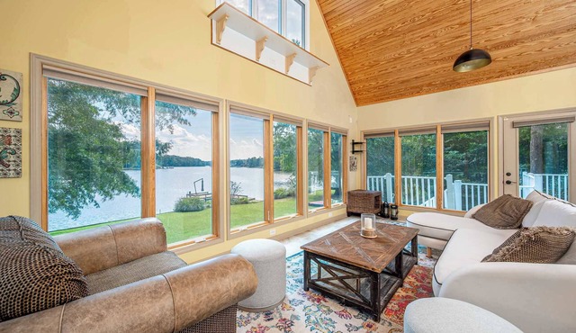 Spacious Lakefront Retreat with Canoe & Views
