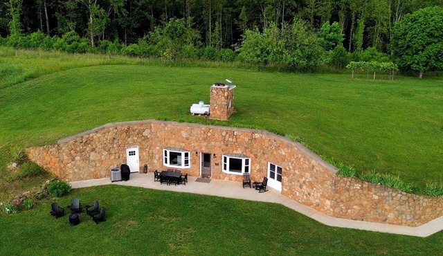 Underground, riverfront home, 3 bedrooms on the James River in Amherst County