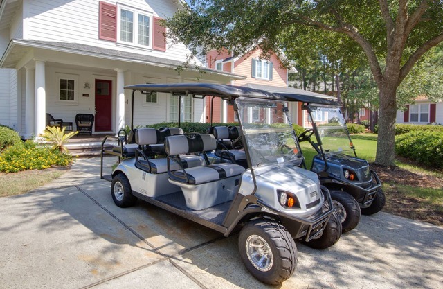 Beach Cottage w/ Golf Course View, TWO Golf Carts, Pool & Hot Tub, Beach Tram