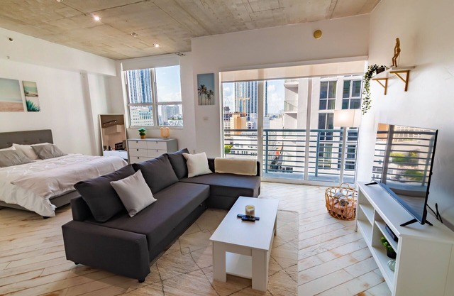Spacious studio apartment with a balcony