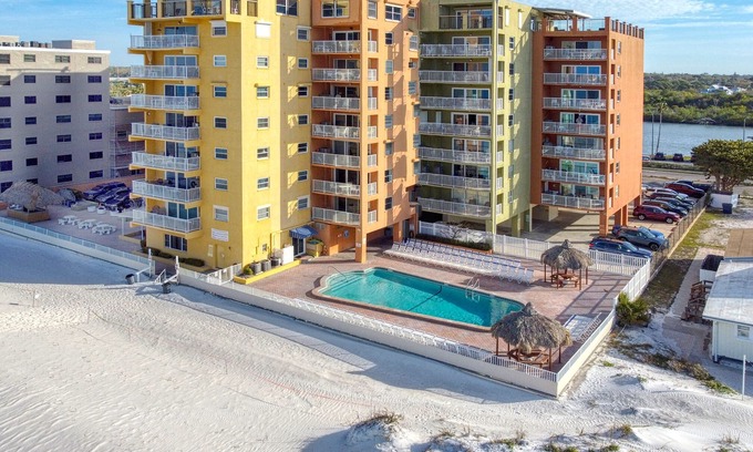 Indian Shores Condo | BALMY BEACHFRONT BEAUTY! Condo 202. Beach chairs & sun umbrella provided.