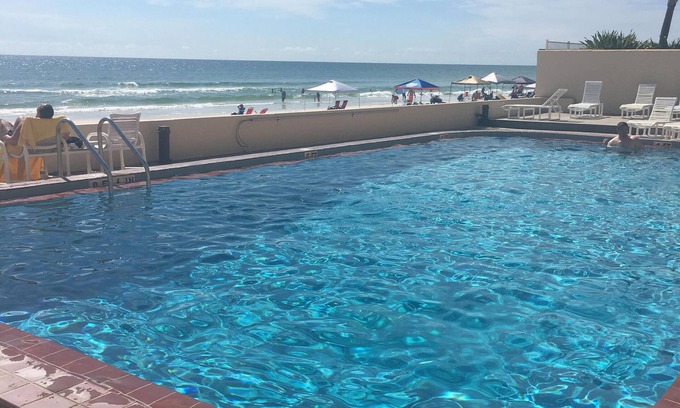 Daytona Beach Shores Condo | Beautiful Spacious, No Drive Beach, 3B/2B, Ocean View, Pets OK! Oceanfront Pool