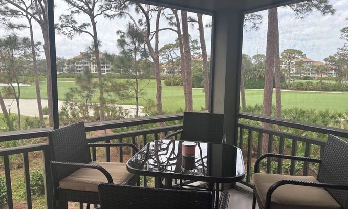 Bonita Bay Condo | Bright & beautiful with lake and golf course views!