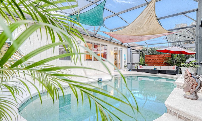 Windwood Bay House | Dog-friendly home with private pool, pool table, washer/dryer, firepit & grill