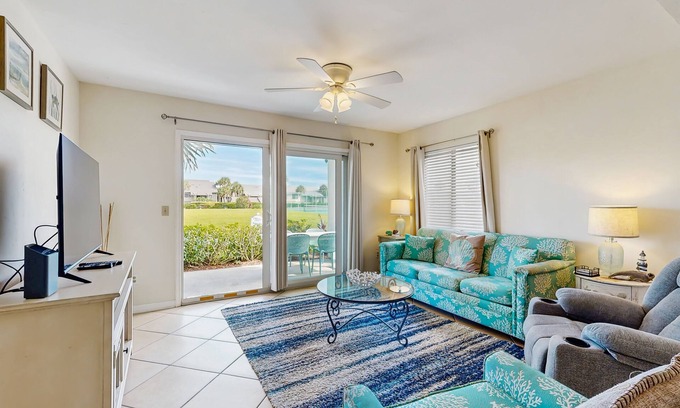 Butler Beach Condo | Garden-level condo with patio, 2 pools, gym, tennis & sauna - steps to the beach