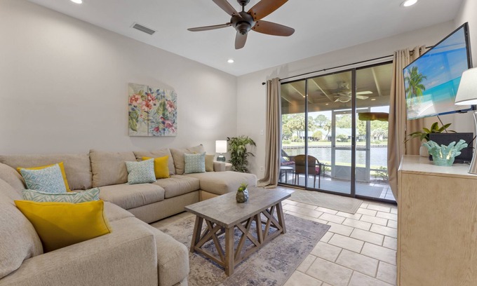 Sandestin Condo | Lakefront Villa w/2 GOLF CARTS! Screened Porch, Bay Views. Near Beach & Pool