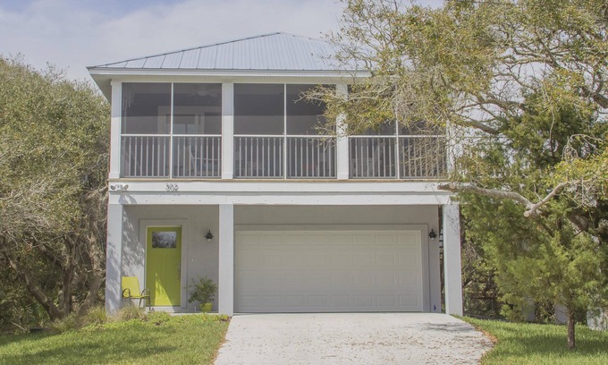 Vilano Beach House | Newer Home with Screened Balcony ~ Pet Friendly ~ Steps to the Ocean!