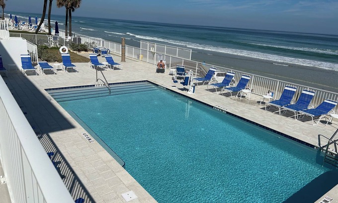 Curran Shores North Condo | Oceanfront, 103, great locate grd floor, private garage, pets maybe, pool new