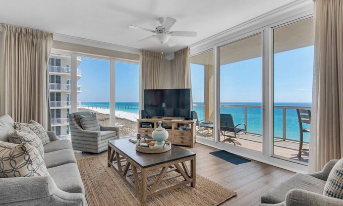Navarre Beach Condo | Sit Back and Relax | 🌊 3BR Condo with Gulf Views, Resort Pool, and Balcony