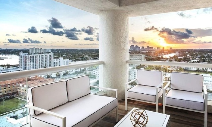 Central Beach Condo | Two bedroom Residence with kitchen and balcony